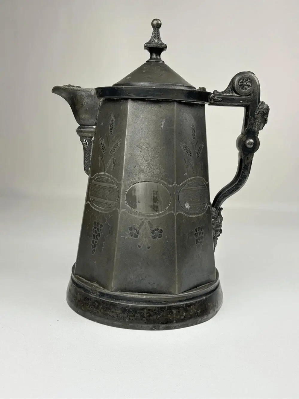 Antique 1868 Meriden B JAS Stimpson SilverPlated Pitcher Ceramic Liner Victorian